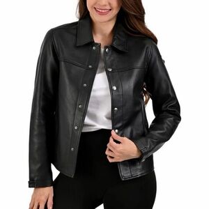 New Sz L Frye Women’s Leather Jacket Genuine Lamb Leather Black